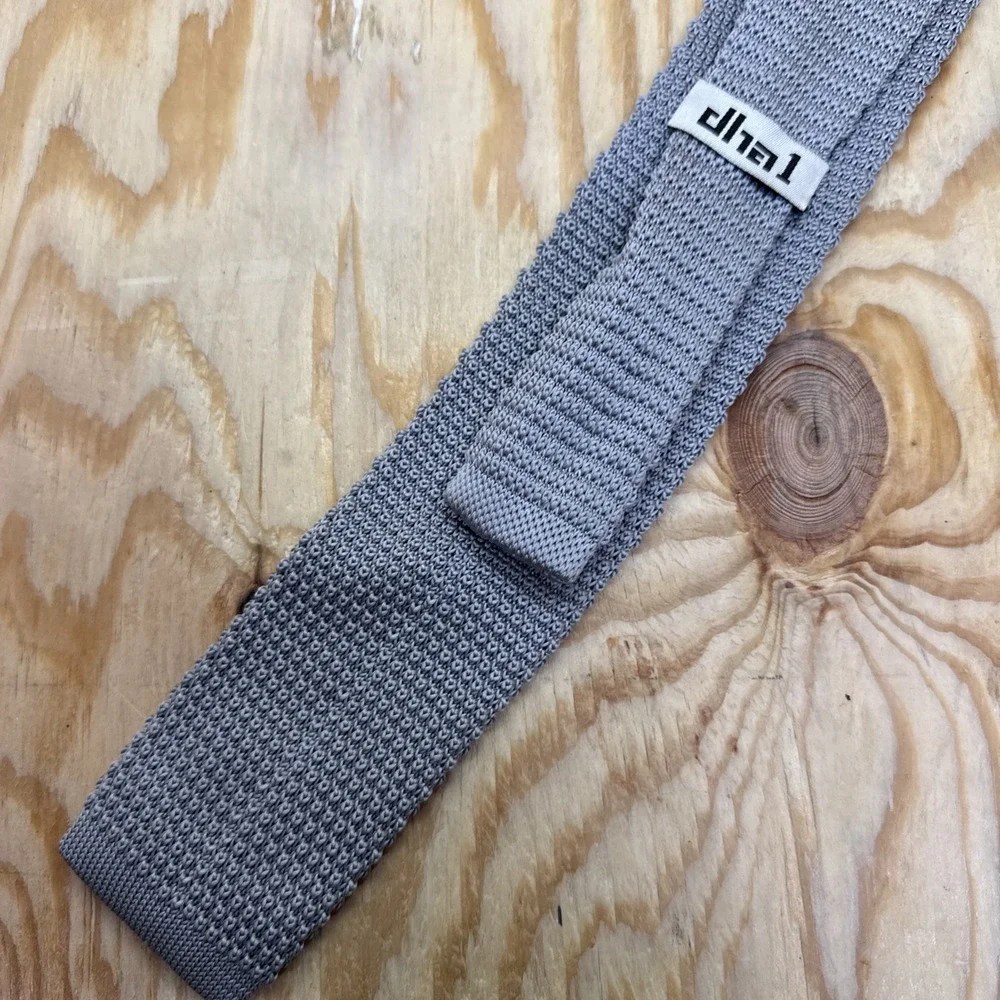 Altea‎ Milano Gray Knit Tie Men's Textured Necktie Italy Modern Classic Workwear